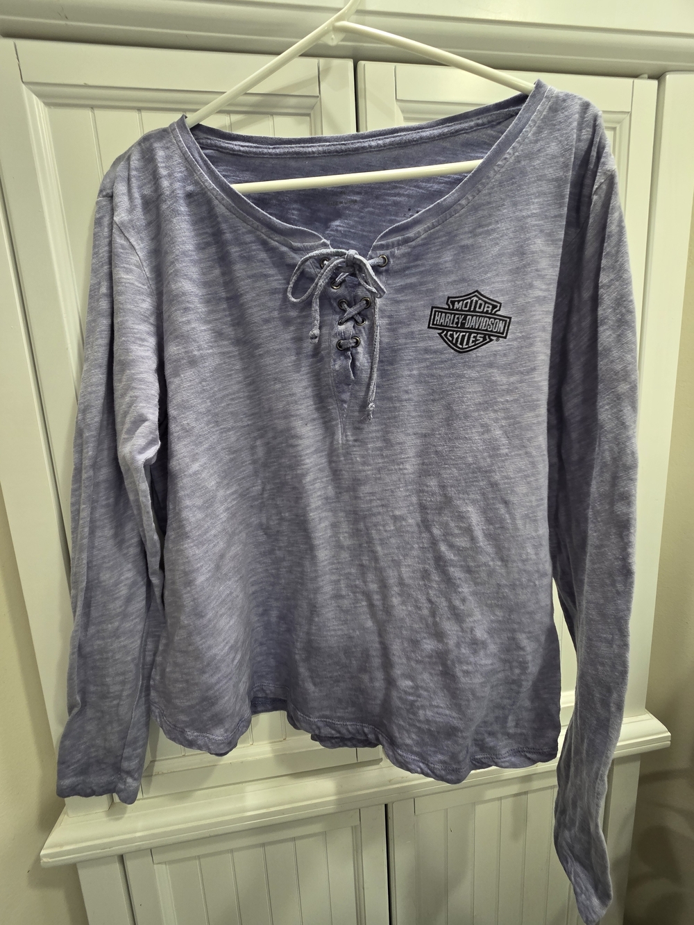 Harley-Davidson Women's Throttle Lace-Up Long Sleeve Knit Top - Purple Size XL